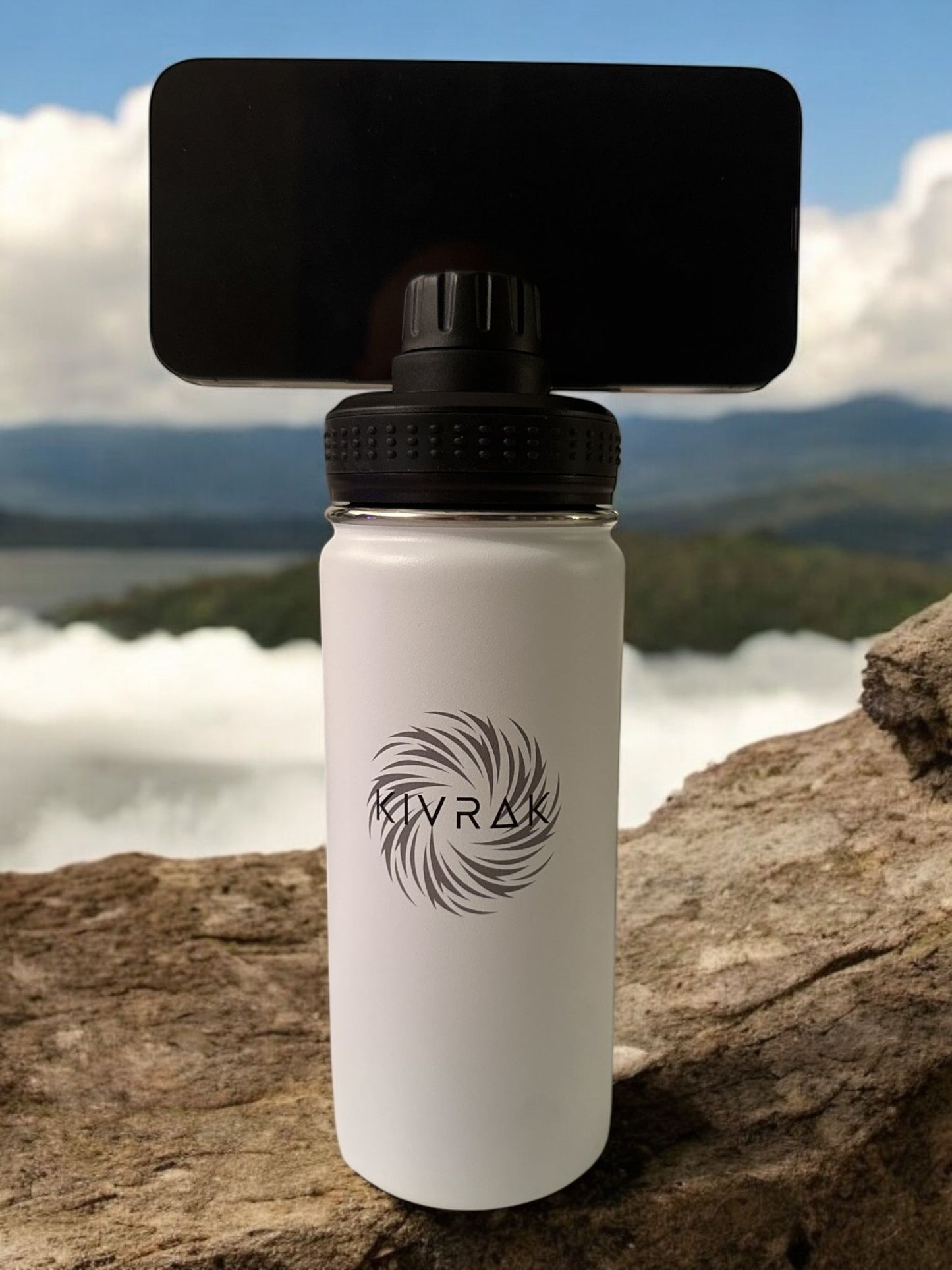 Trinkflasche – 500 ml Edelstahl mit innovativer Handyhalterung!